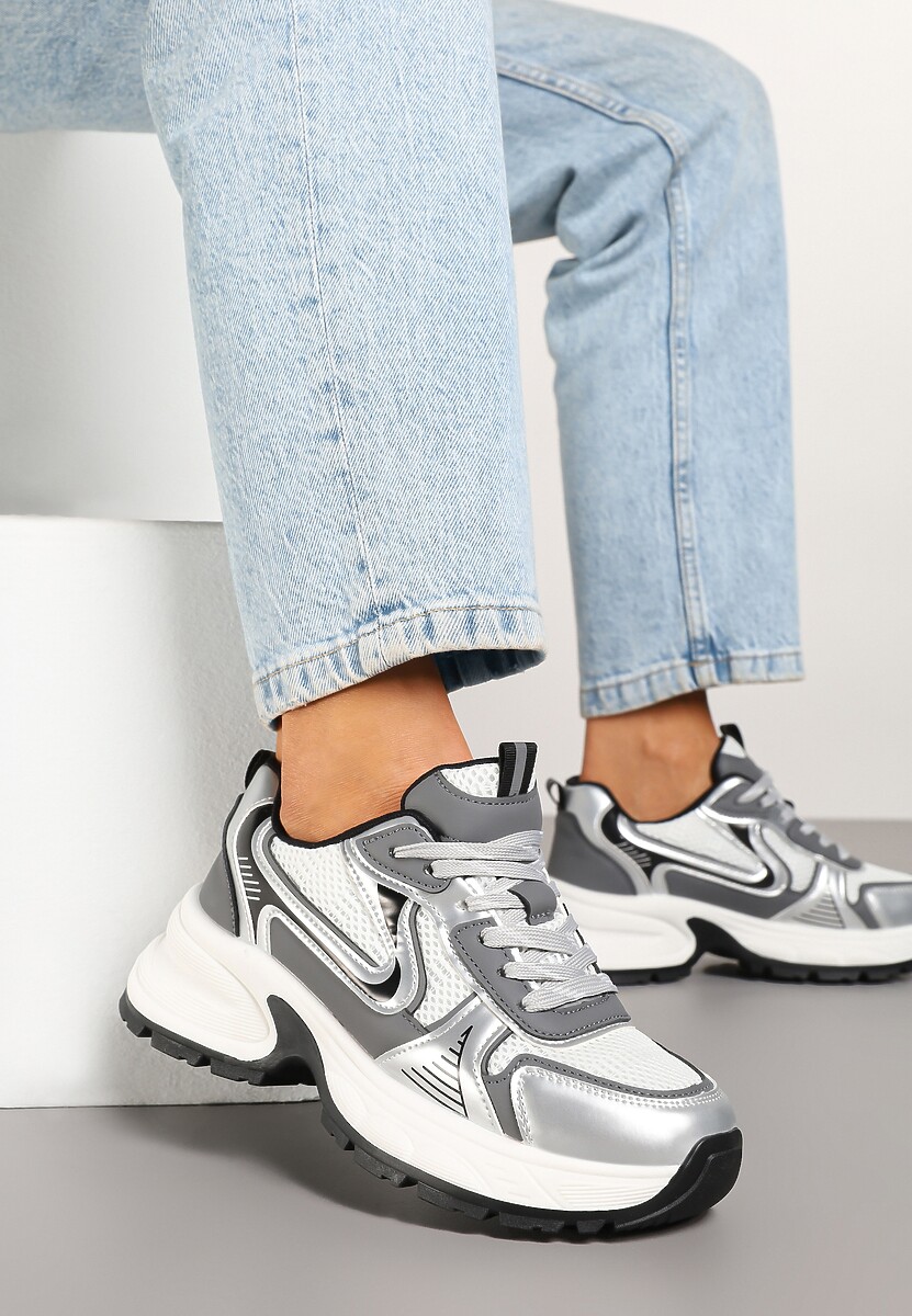 Sneakers Parinella Alb cu argintiu 2