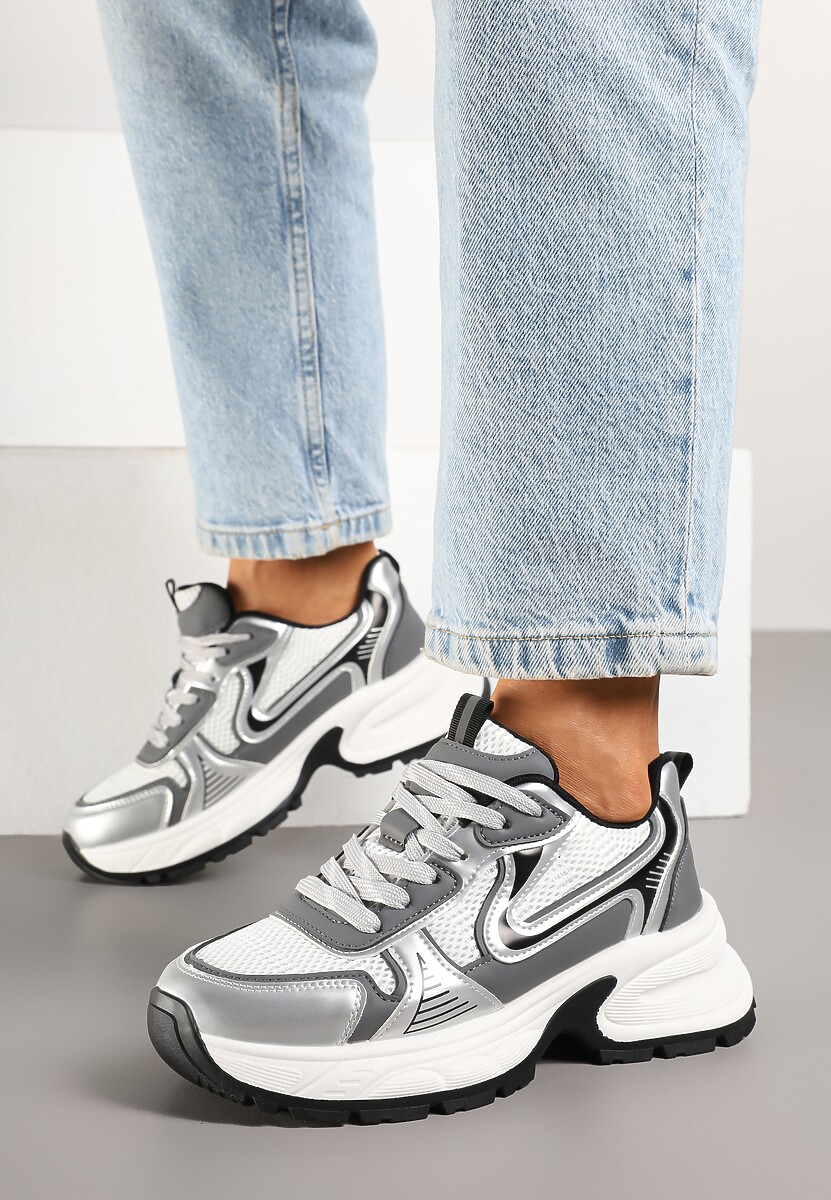 Sneakers Parinella Alb cu argintiu 3
