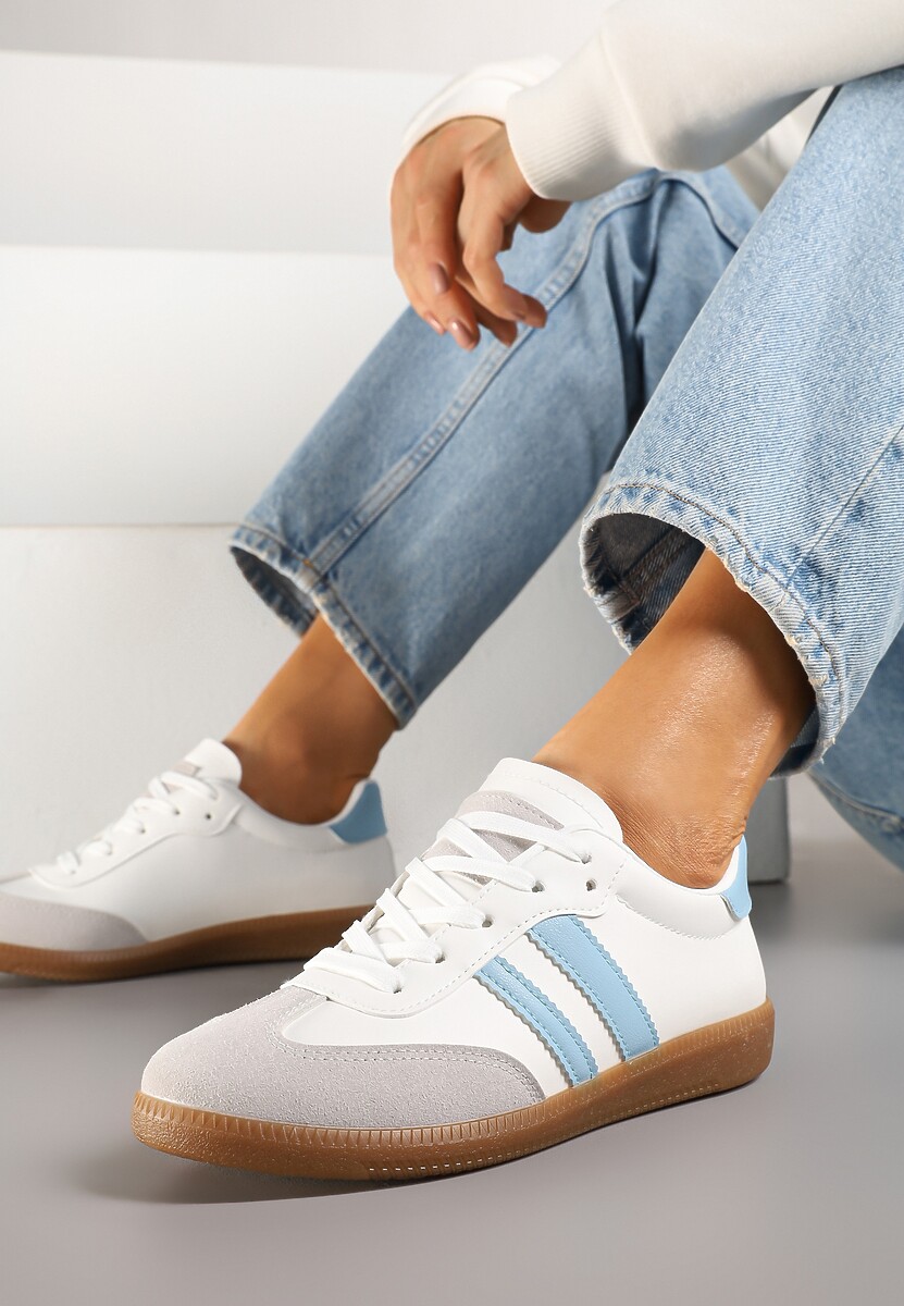 Biało-Niebieskie Sneakersy z Dwoma Paskami na Cholewce przed Kostkę Ulirana 2