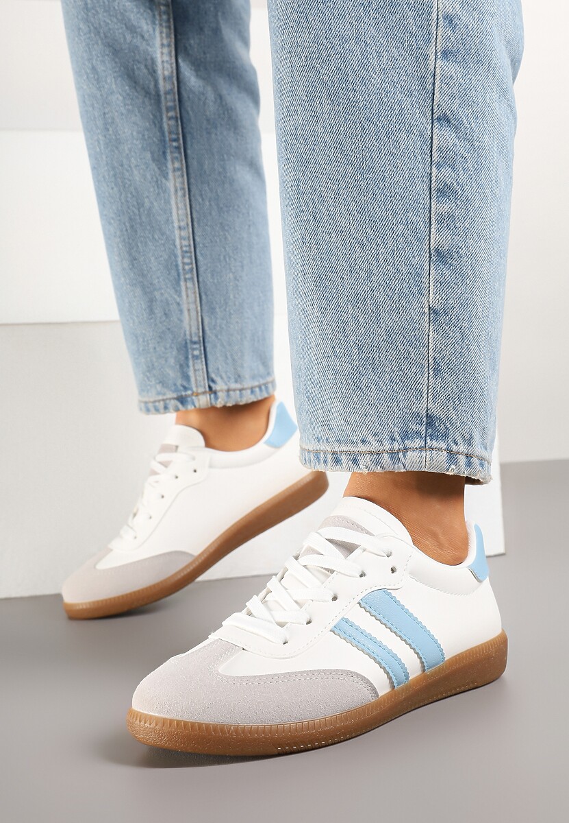 Biało-Niebieskie Sneakersy z Dwoma Paskami na Cholewce przed Kostkę Ulirana 3
