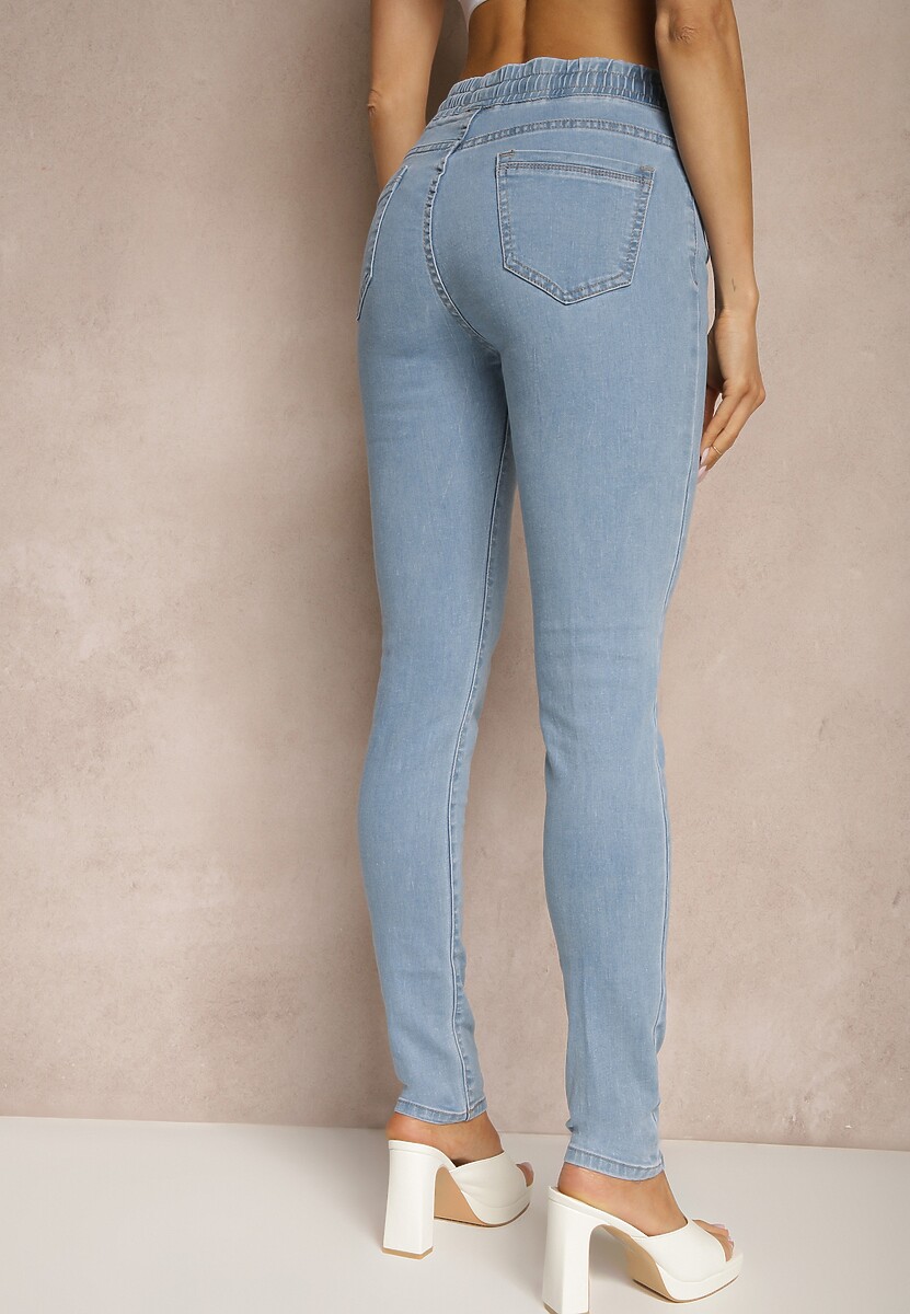 Jasnoniebieskie Jeansy z Bawełną Skinny ze Sznurkiem Gaviren 3