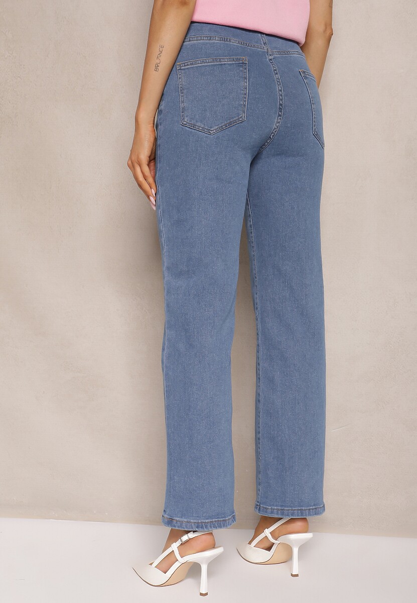 Niebieskie Jeansy High Waist o Szerokim Kroju Dalliris 3