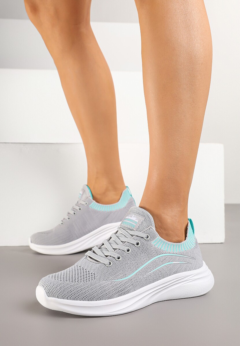 Sneakers Alirone Gri cu verde mentă 2