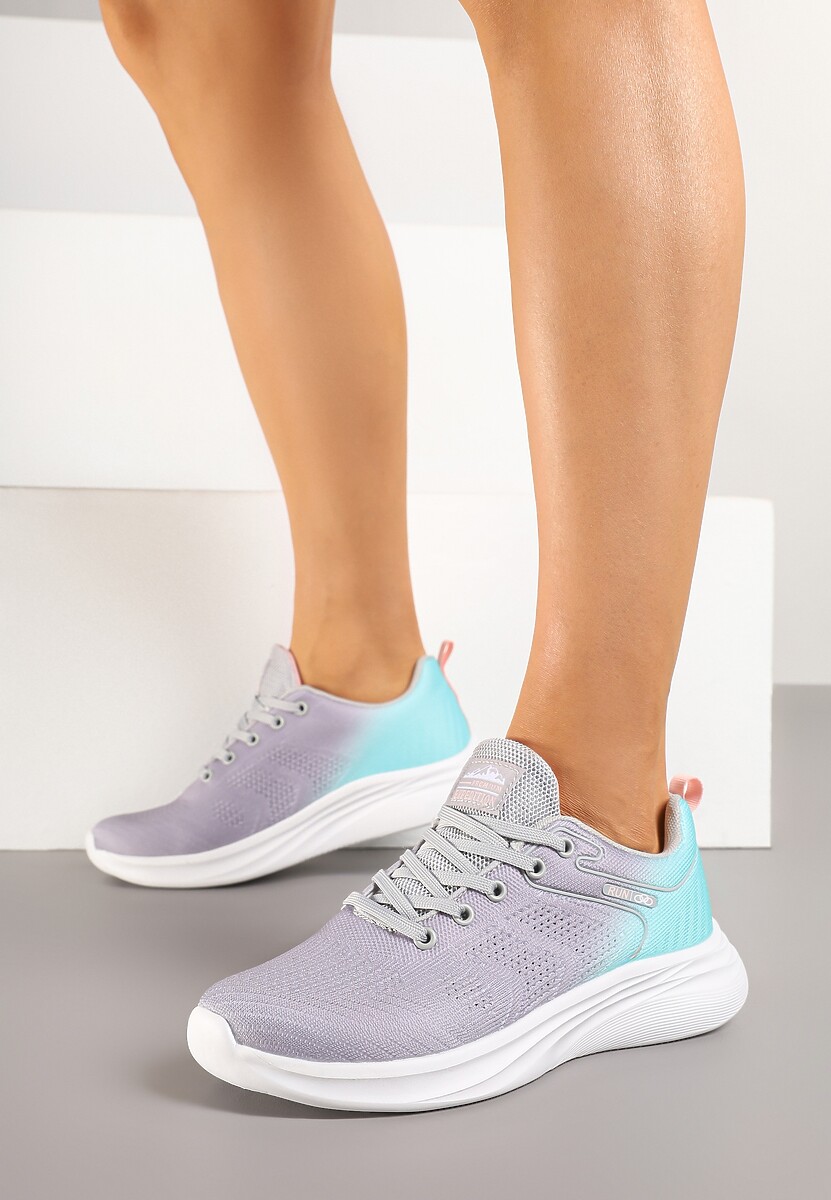 Pantofi sport Elanielia Gri cu verde mentă 2