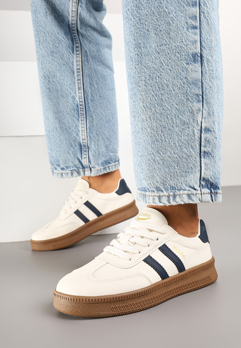Sneakers Wenilan Bej cu bleumarin 2