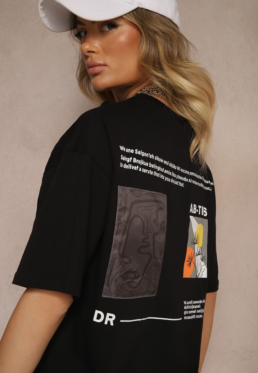 Czarna T-shirt Koszulka  Bawełniana z Nadrukiem Berriana 3