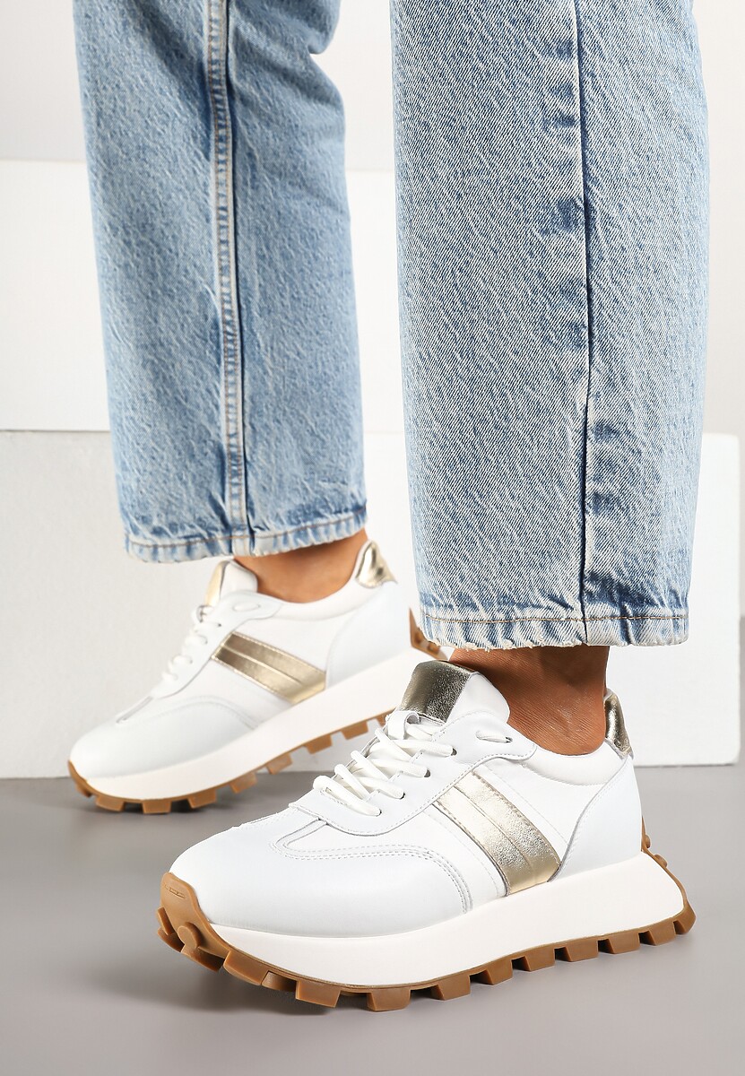 Sneakers Efalorena Alb cu auriu 1