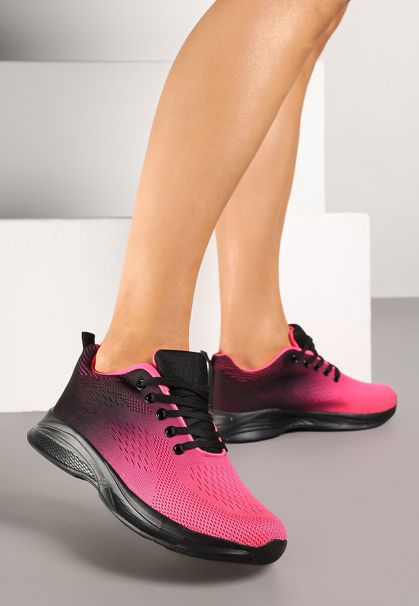Czarno-Różowe Buty Sportowe Sneakersy z Miękką Cholewką w Stylu Ombre Alisaria 1