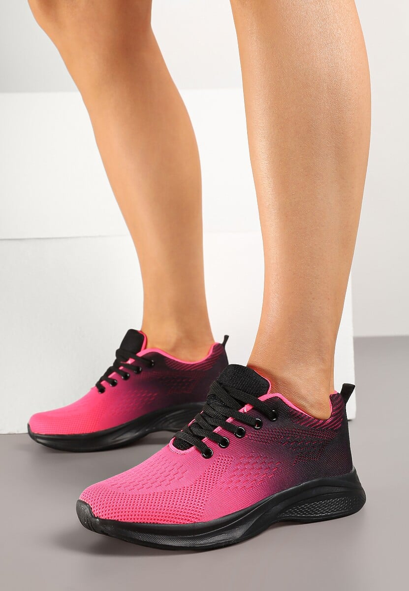 Czarno-Różowe Buty Sportowe Sneakersy z Miękką Cholewką w Stylu Ombre Alisaria 2
