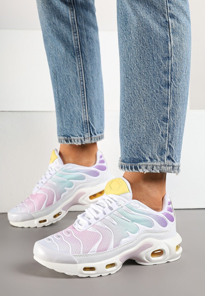 Biało-Fioletowe Buty Sportowe Sneakersy z Geometrycznym Tłoczeniem Vulinea 1