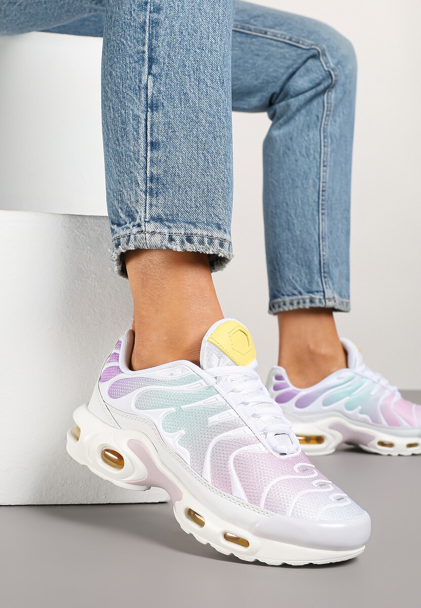 Biało-Fioletowe Buty Sportowe Sneakersy z Geometrycznym Tłoczeniem Vulinea 2