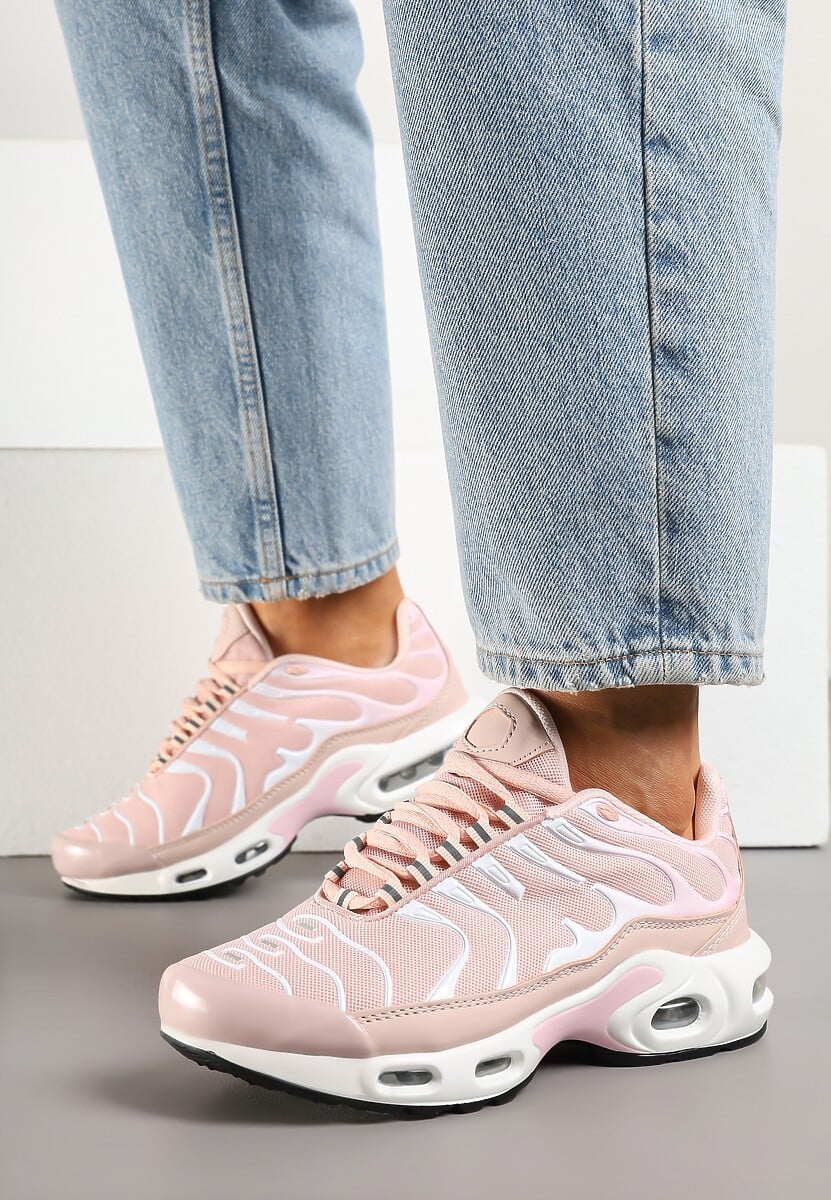 Jasnoróżowe Buty Sportowe Sneakersy z Geometrycznym Tłoczeniem Vulinea 1
