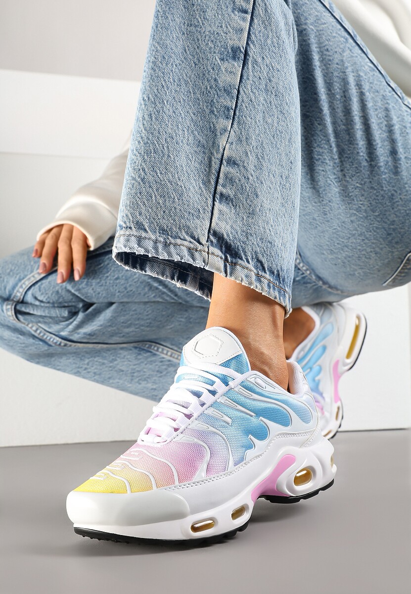 Biało-Niebieskie Buty Sportowe Sneakersy z Geometrycznym Tłoczeniem Vulinea 3