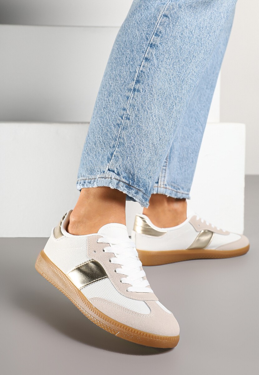 Biało-Złote Sneakersy Tenisówki w Kultowym Stylu Neolithaen 2