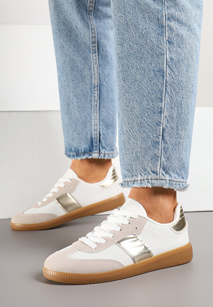 Biało-Złote Sneakersy Tenisówki w Kultowym Stylu Neolithaen 3