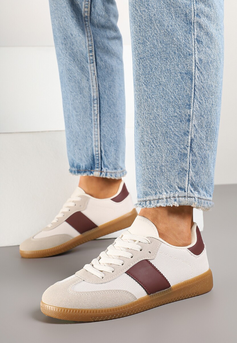 Beżowo-Bordowe Sneakersy Tenisówki w Kultowym Stylu Neolithaen 1