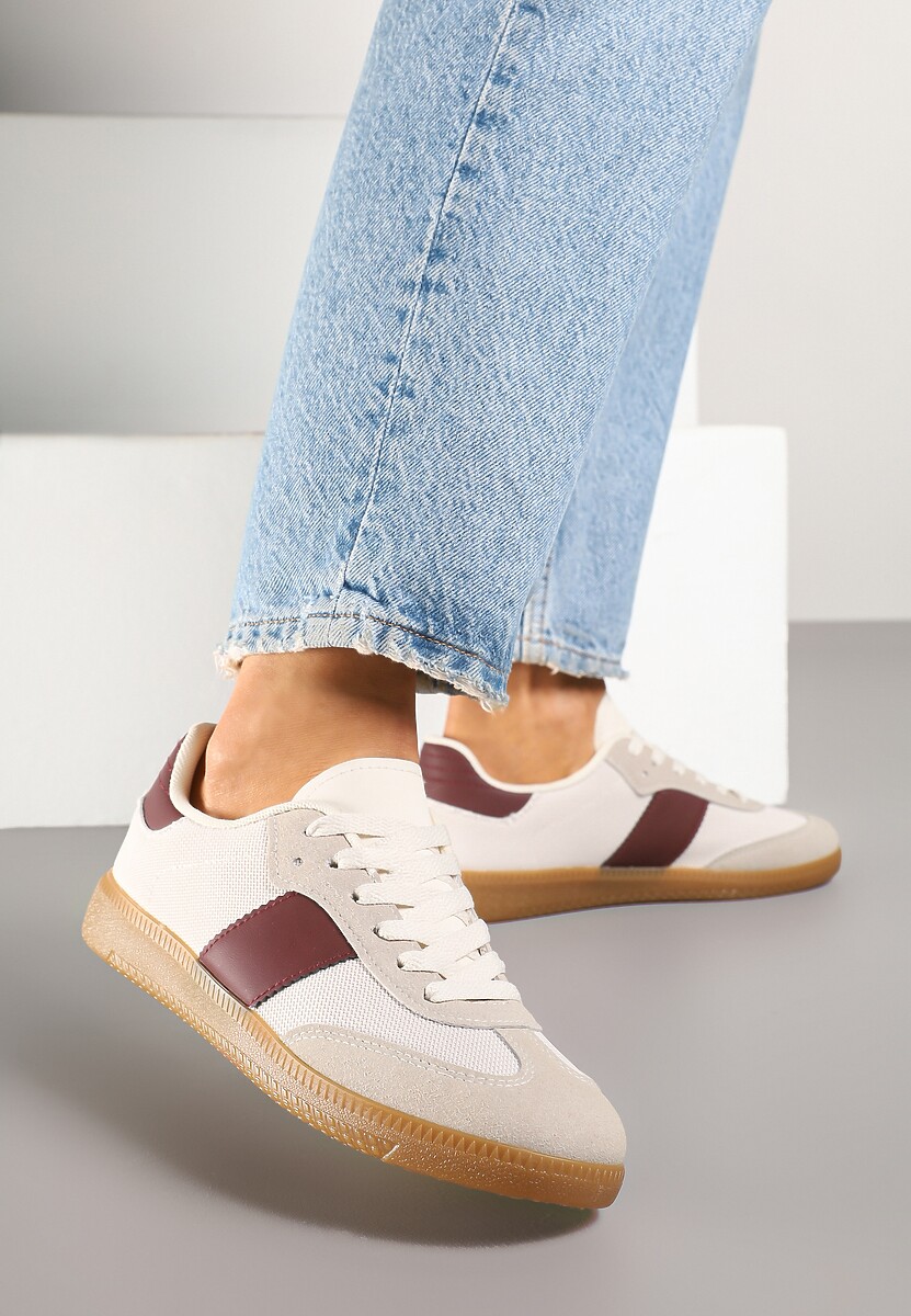 Beżowo-Bordowe Sneakersy Tenisówki w Kultowym Stylu Neolithaen 2