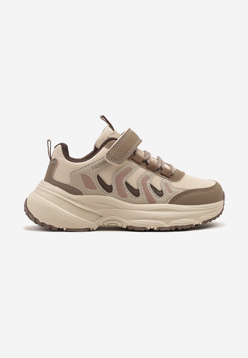 Brązowe Buty Sportowe Sneakersy Ozdobione Geometrycznym Motywem Sovriti 1