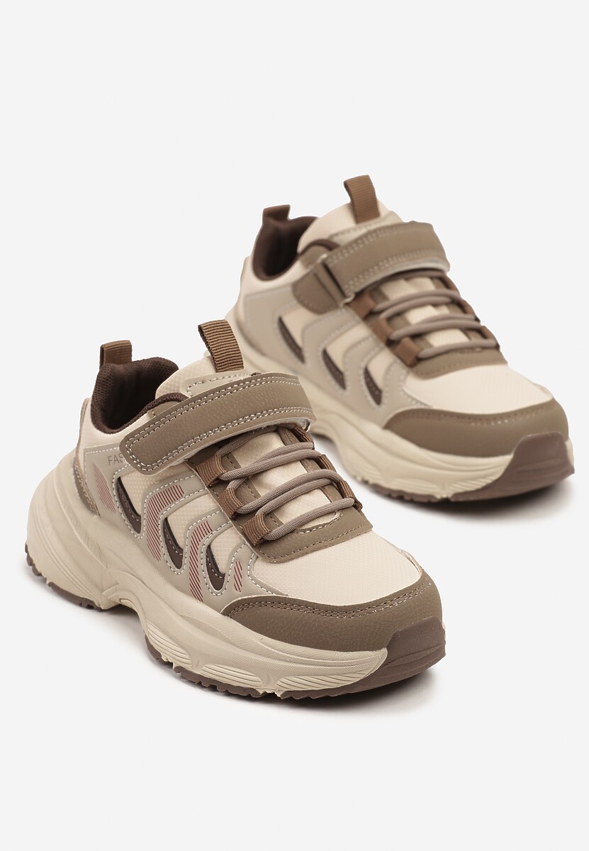 Brązowe Buty Sportowe Sneakersy Ozdobione Geometrycznym Motywem Sovriti 2