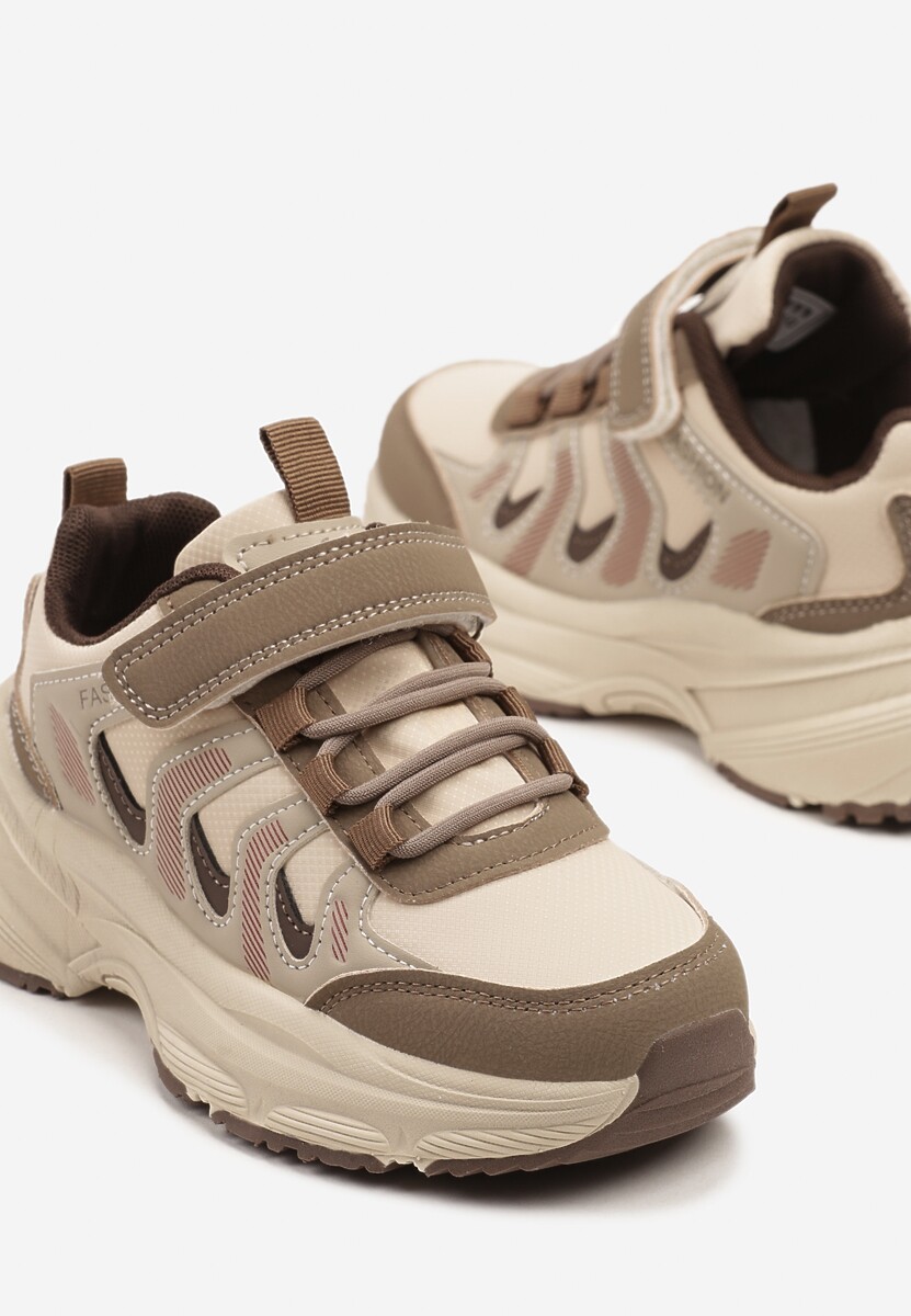 Brązowe Buty Sportowe Sneakersy Ozdobione Geometrycznym Motywem Sovriti 3