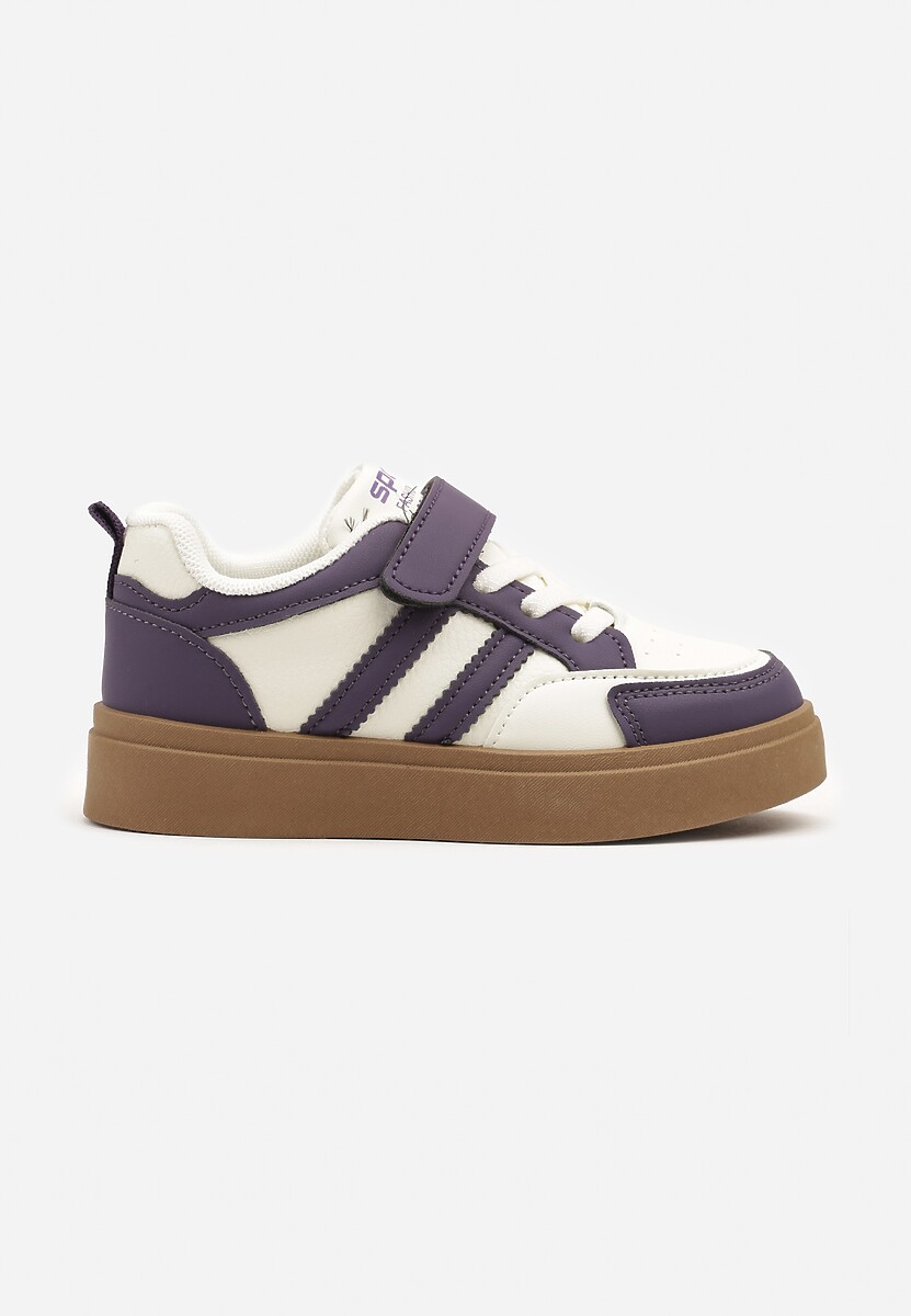 Biało-Fioletowe Buty Sportowe Sneakersy z Geometrycznym Wzorem Erriti 1