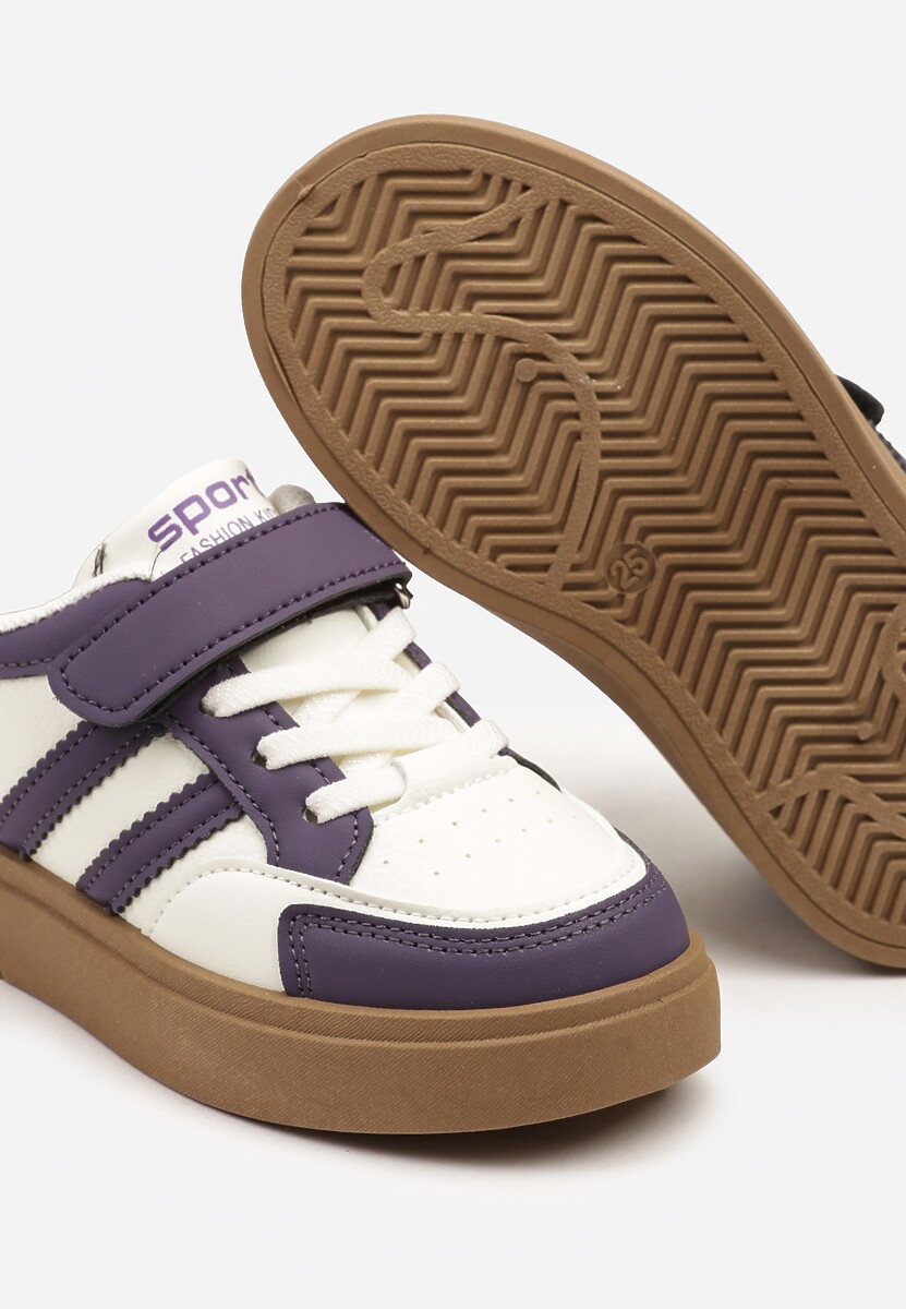 Biało-Fioletowe Buty Sportowe Sneakersy z Geometrycznym Wzorem Erriti 3