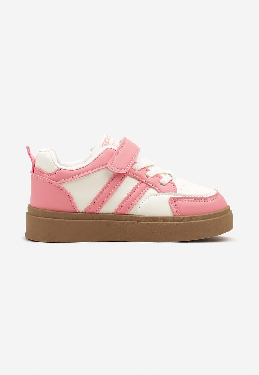 Biało-Różowe Buty Sportowe Sneakersy z Geometrycznym Wzorem Erriti 1