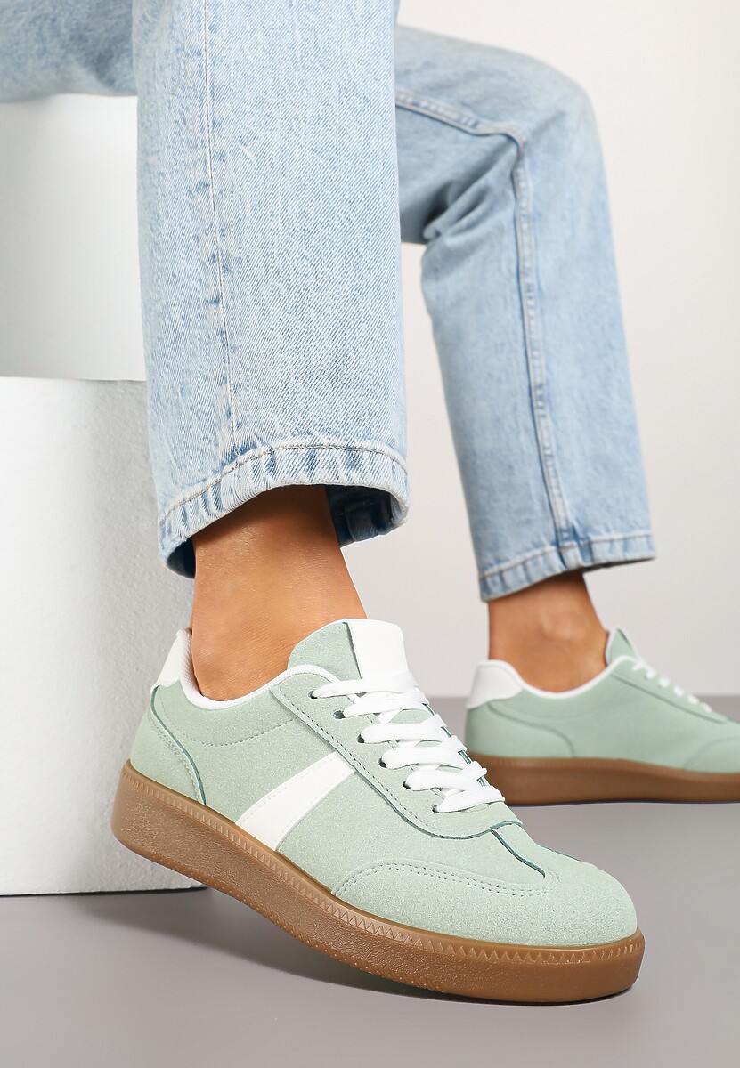 Jasnozielone Sneakersy w Stylu Kultowych Tenisówek Gillifia 1