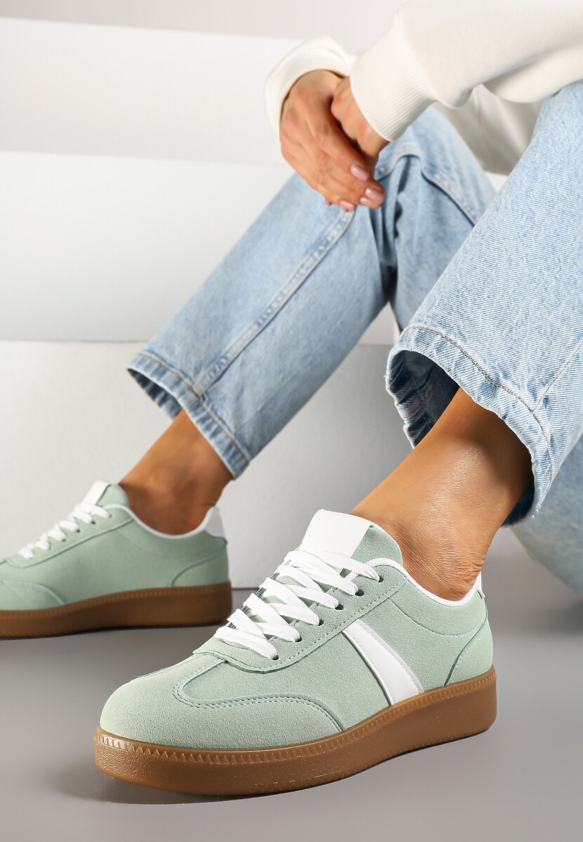 Jasnozielone Sneakersy w Stylu Kultowych Tenisówek Gillifia 2