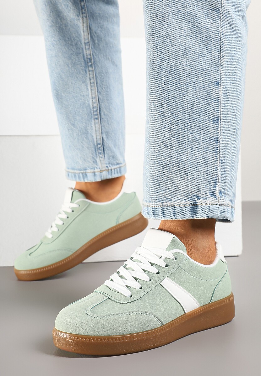 Jasnozielone Sneakersy w Stylu Kultowych Tenisówek Gillifia 3