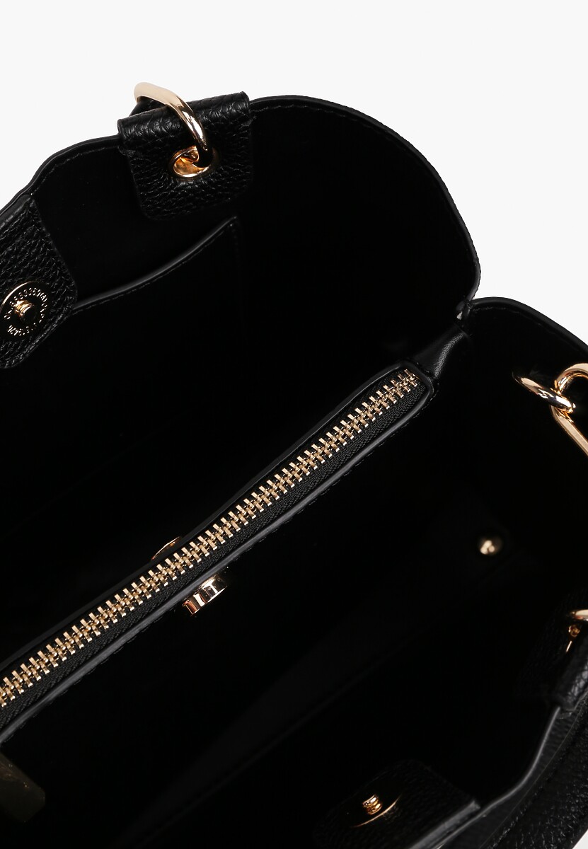 Czarno-Biała Dwukomorowa Torebka z Bawełną w Stylu Shopper z Rączkami Lalessi 3