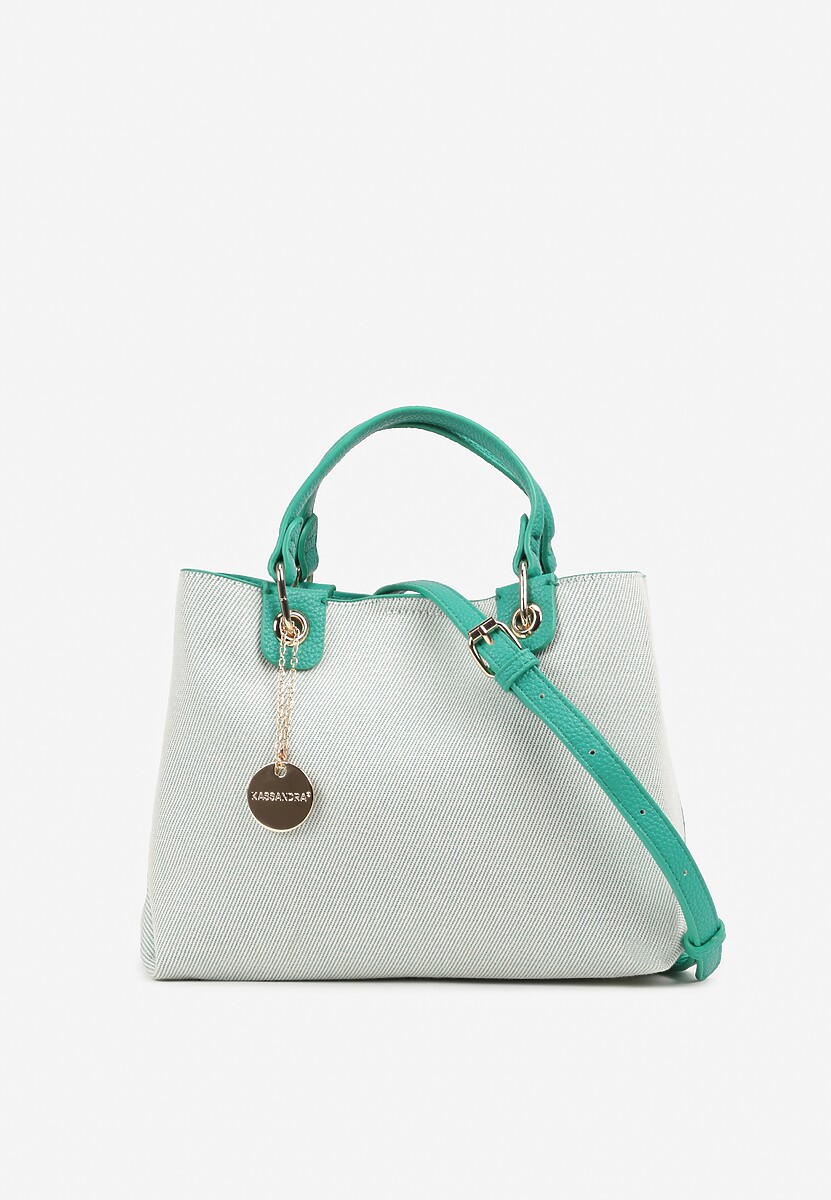 Zielona Dwukomorowa Torebka z Bawełną w Stylu Shopper z Rączkami Lalessi 1
