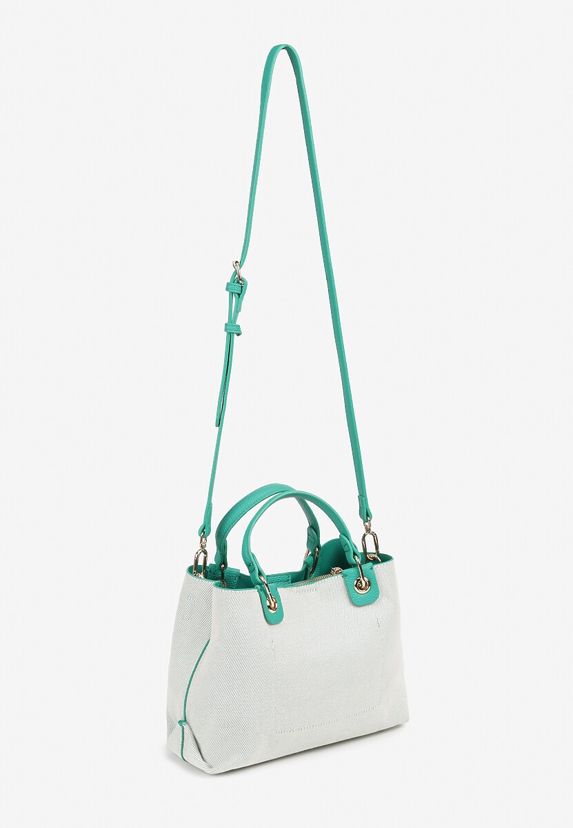 Zielona Dwukomorowa Torebka z Bawełną w Stylu Shopper z Rączkami Lalessi 2