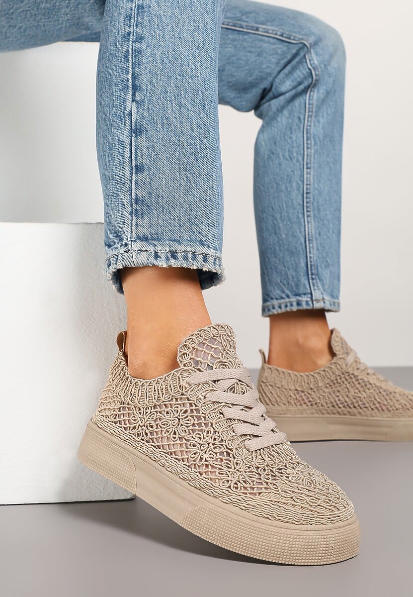 Sneakers Nanessia Bej închis 2