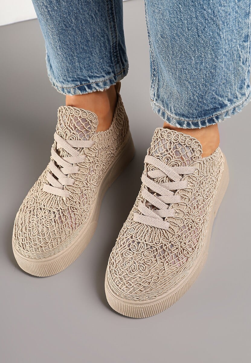 Sneakers Nanessia Bej închis 3
