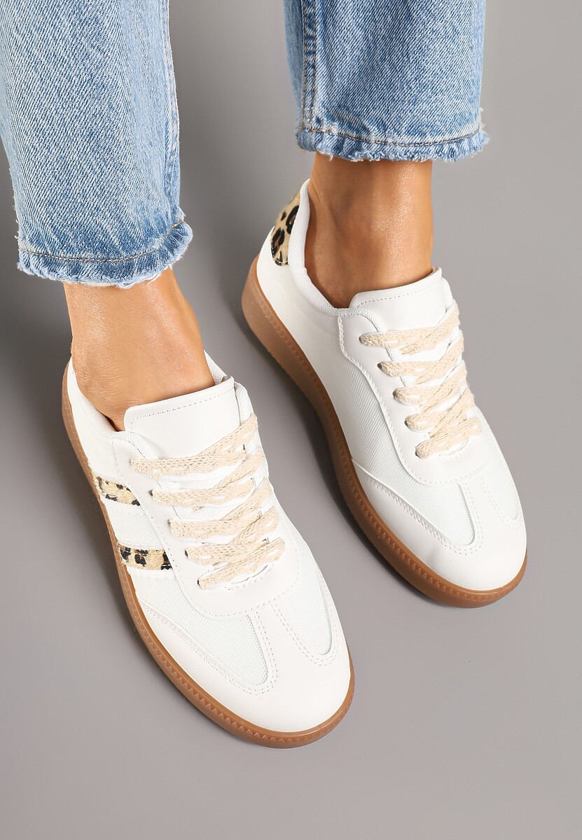 Białe Panterkowe Sneakersy Tenisówki z Przeszyciami Lurivia 3