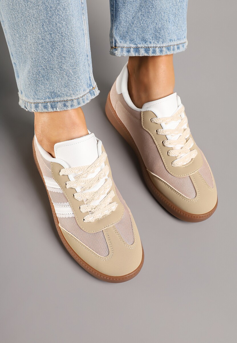 Ciemnobeżowe Sneakersy Tenisówki z Przeszyciami Lurivia 3