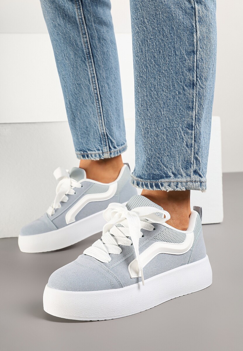 Jasnoniebieskie Sneakersy Kultowe Tenisówki na Grubej Podeszwie Nurisora 2