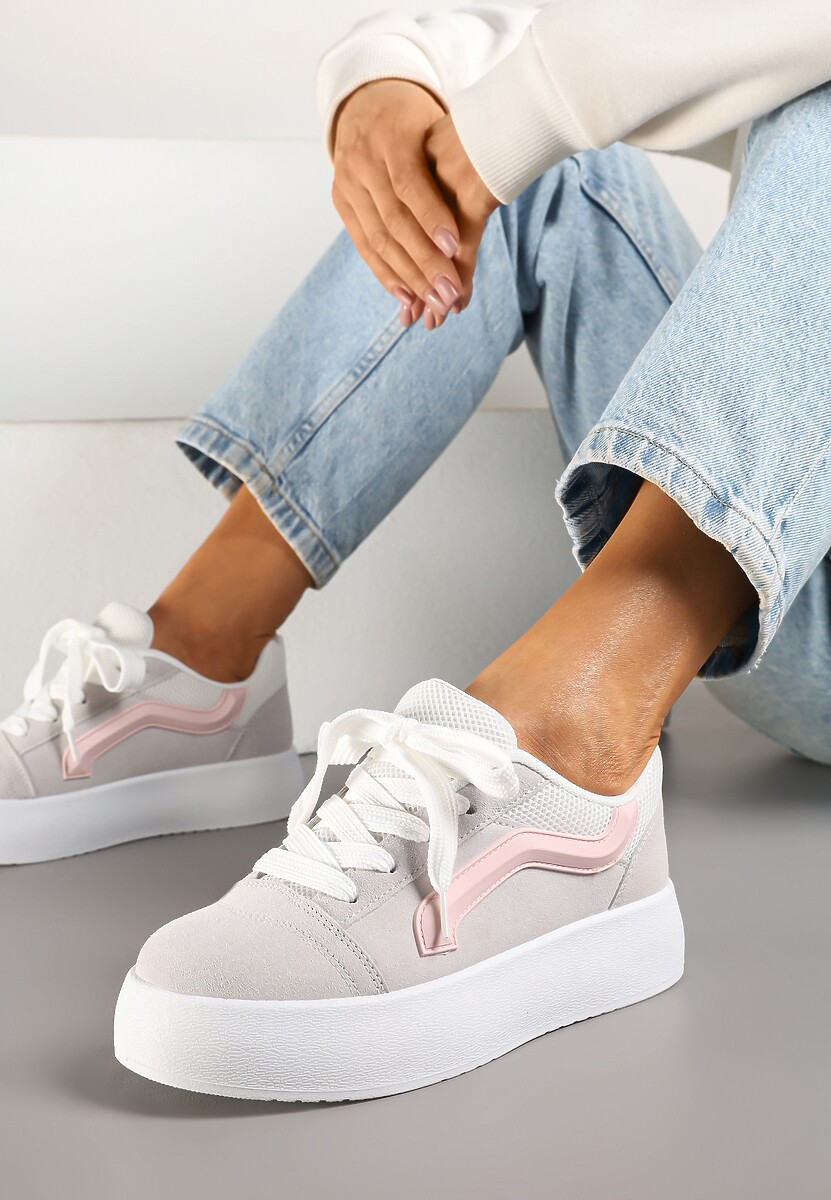 Szare Sneakersy Kultowe Tenisówki na Grubej Podeszwie Nurisora 1