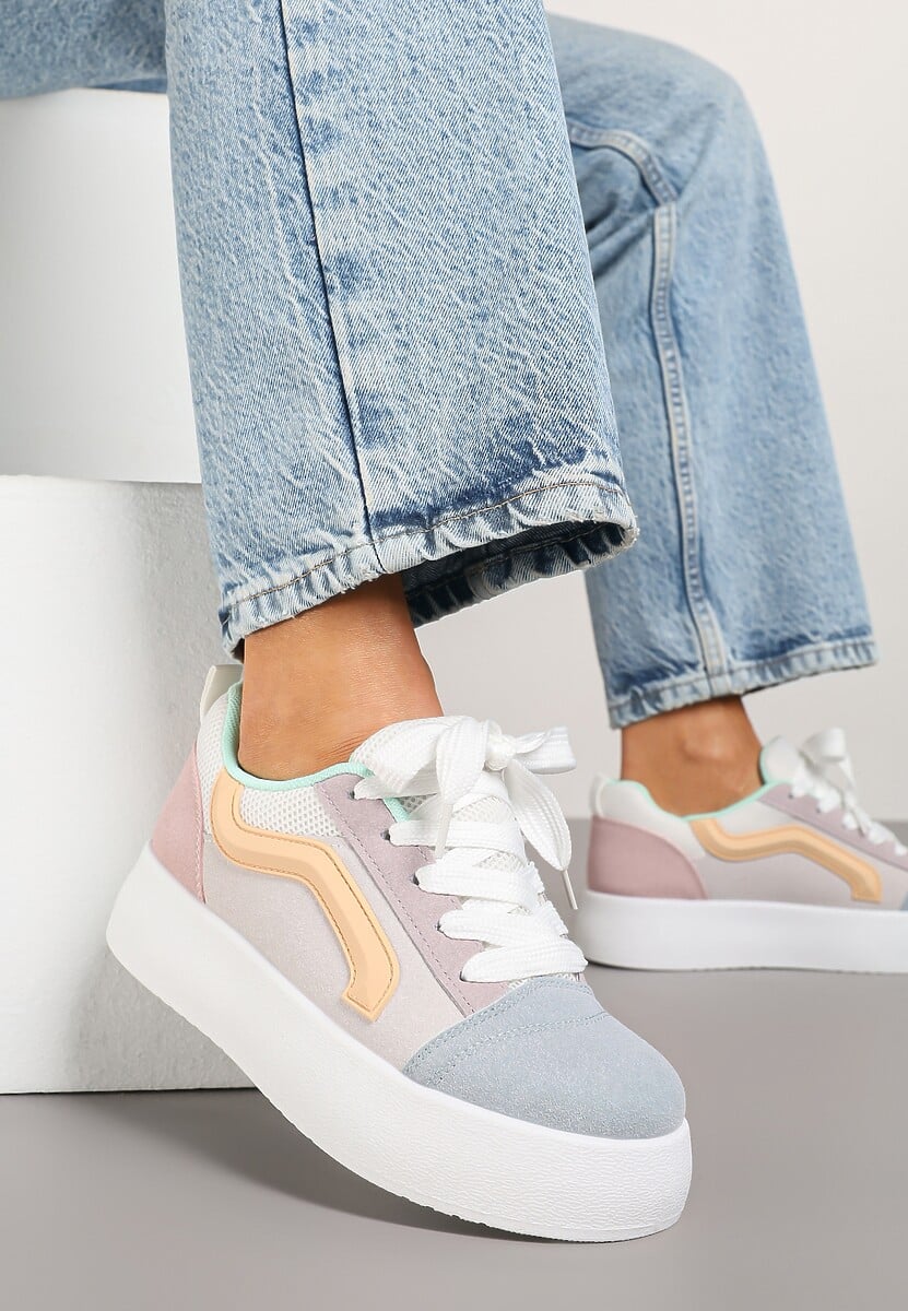 Niebiesko-Fioletowe Sneakersy Kultowe Tenisówki na Grubej Podeszwie Nurisora 2