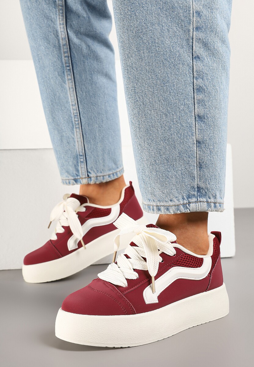 Bordowe Sneakersy Kultowe Tenisówki na Grubej Podeszwie Nurisora 1