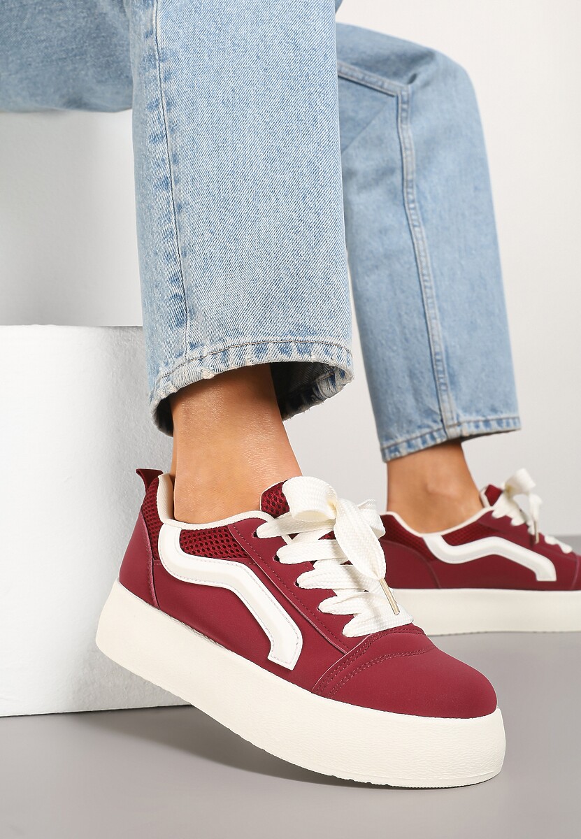 Bordowe Sneakersy Kultowe Tenisówki na Grubej Podeszwie Nurisora 2