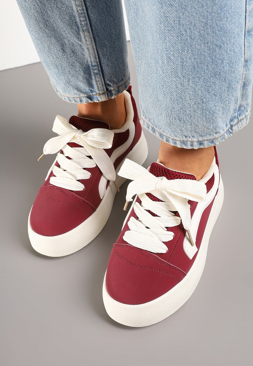Bordowe Sneakersy Kultowe Tenisówki na Grubej Podeszwie Nurisora 3