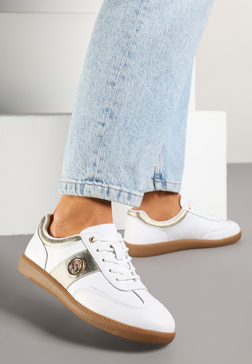 Sneakers Ollisena Alb cu auriu 2