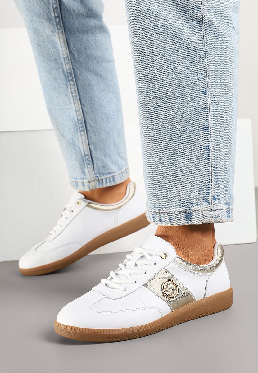 Sneakers Ollisena Alb cu auriu 3