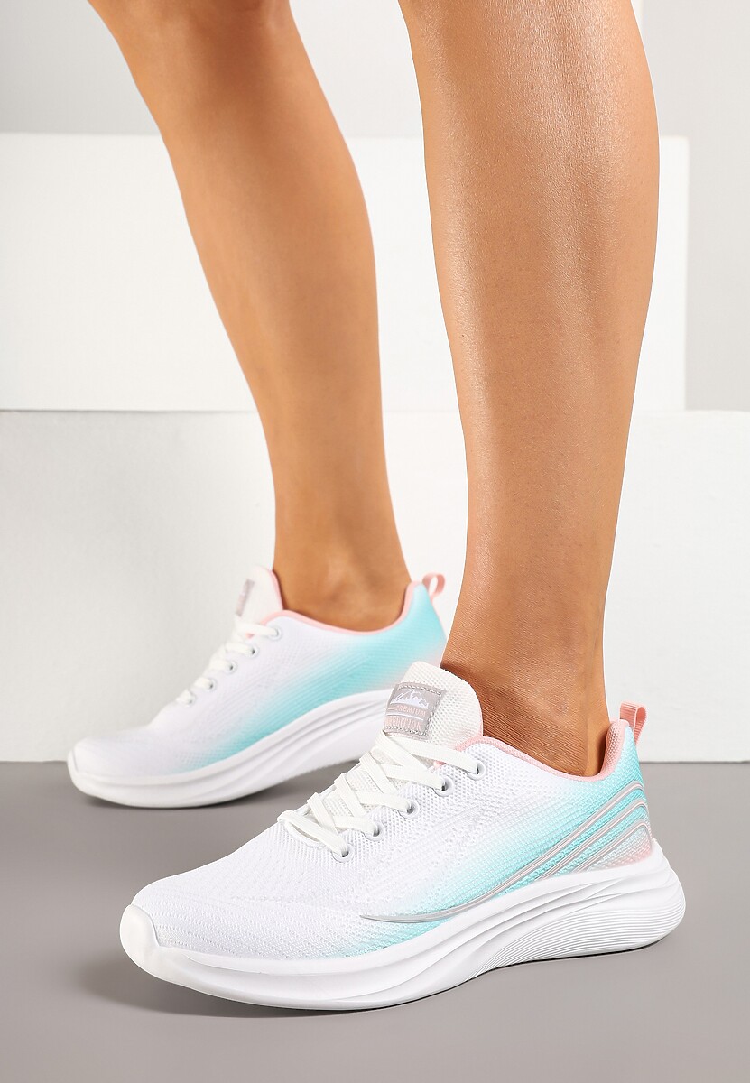 Biało-Miętowe Buty Sportowe Sneakersy Zdobione Efektem Ombre Banelissa 1