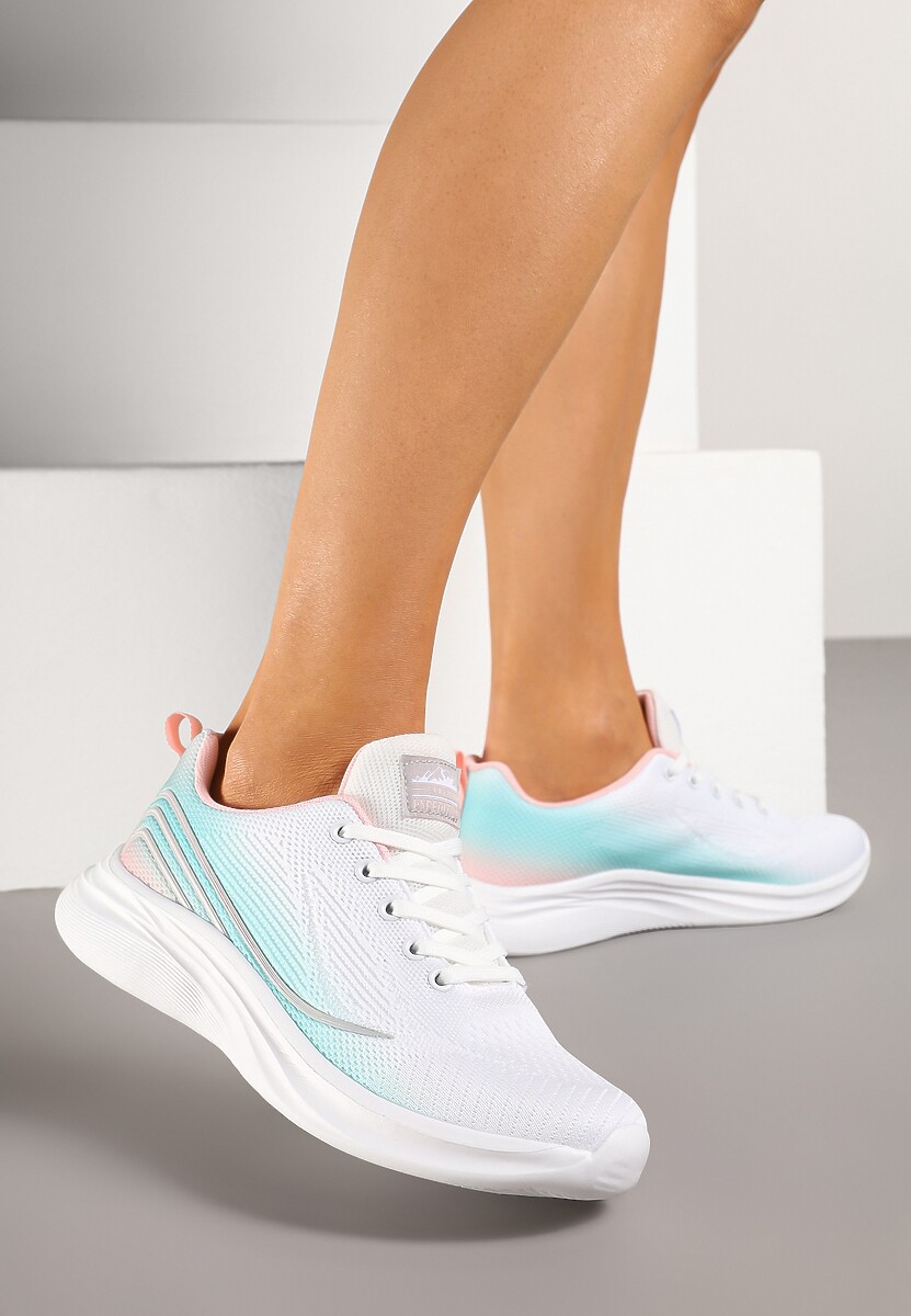 Biało-Miętowe Buty Sportowe Sneakersy Zdobione Efektem Ombre Banelissa 2