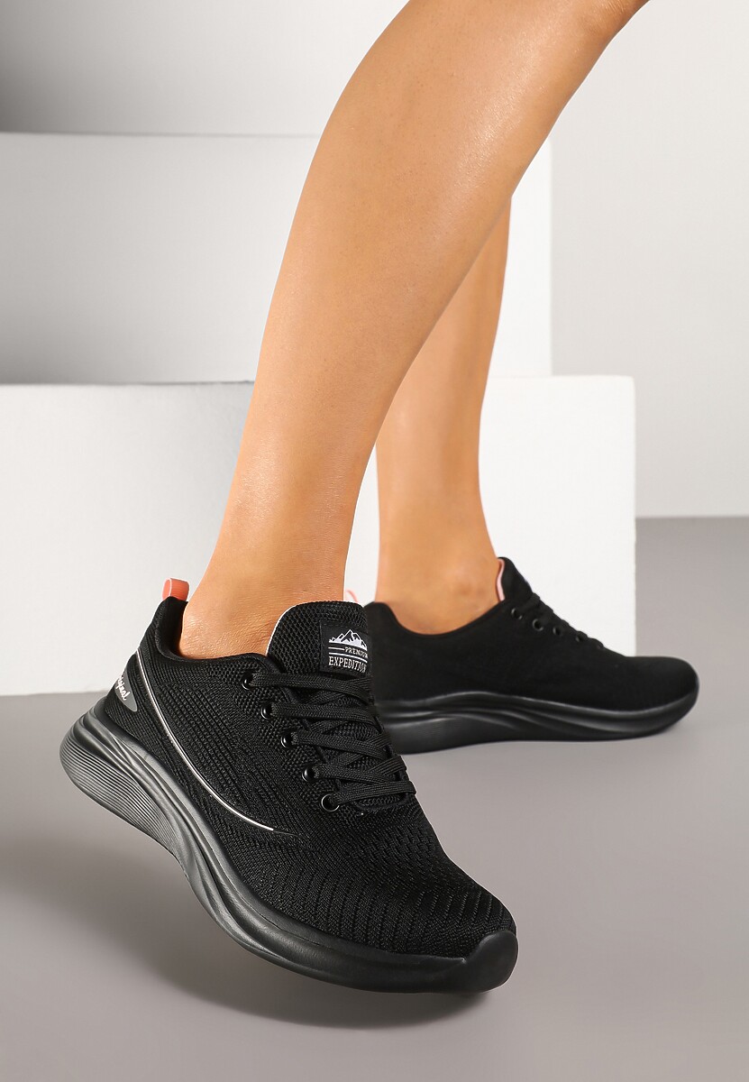 Czarno-Różowe Buty Sportowe Sneakersy Siateczkowe na Podeszwie z Pianki Rellica 1