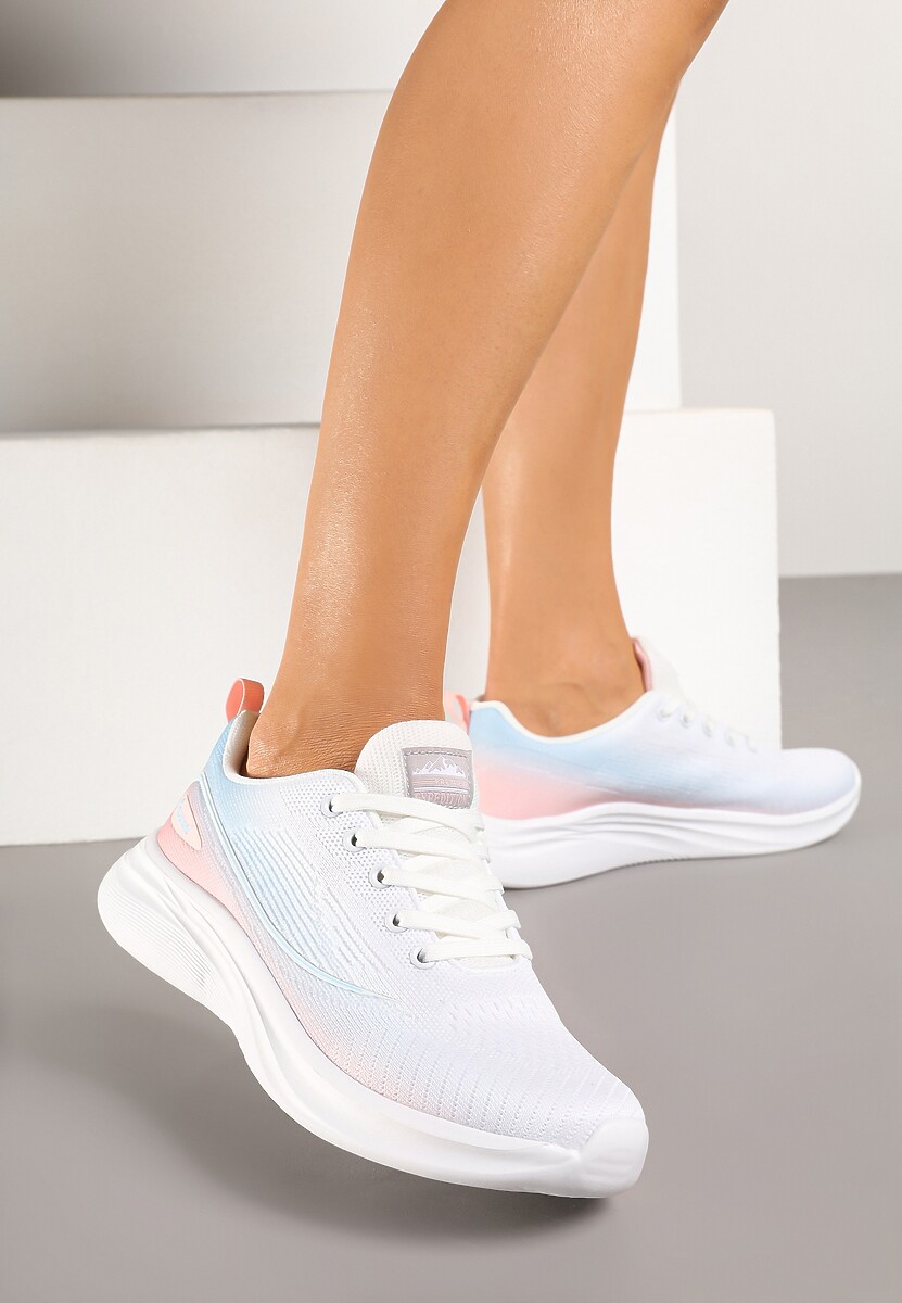 Biało-Niebieskie Buty Sportowe Sneakersy Siateczkowe na Podeszwie z Pianki Rellica 1