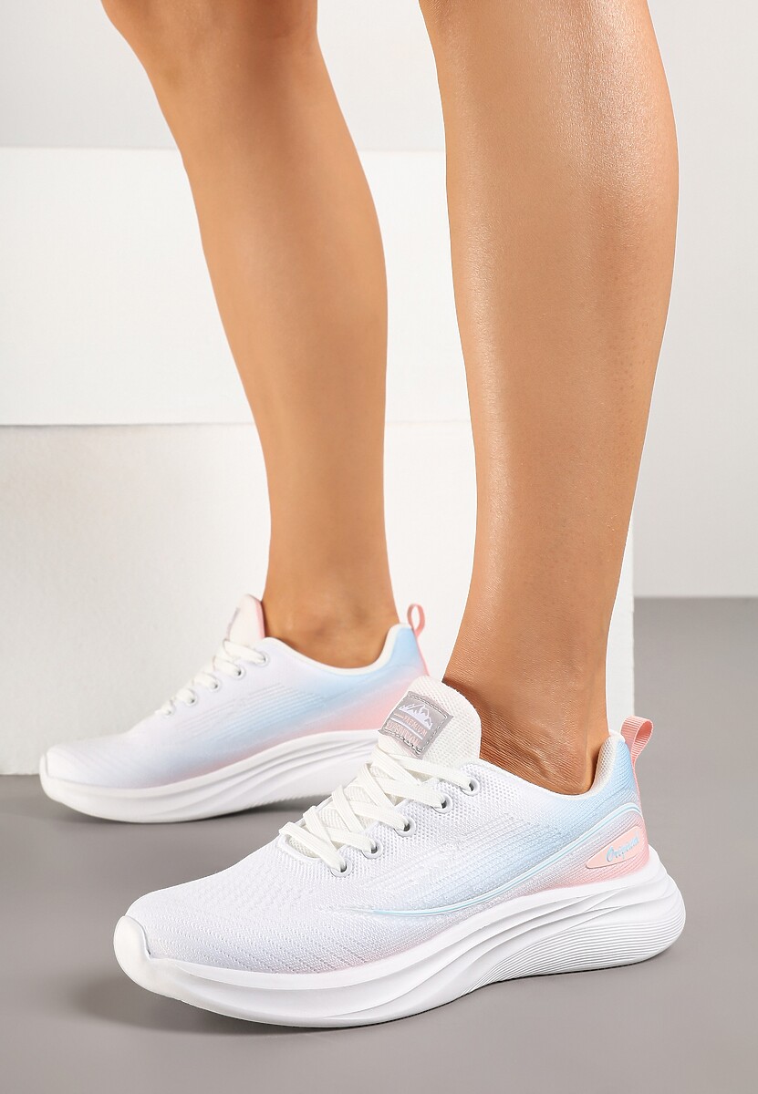 Biało-Niebieskie Buty Sportowe Sneakersy Siateczkowe na Podeszwie z Pianki Rellica 2